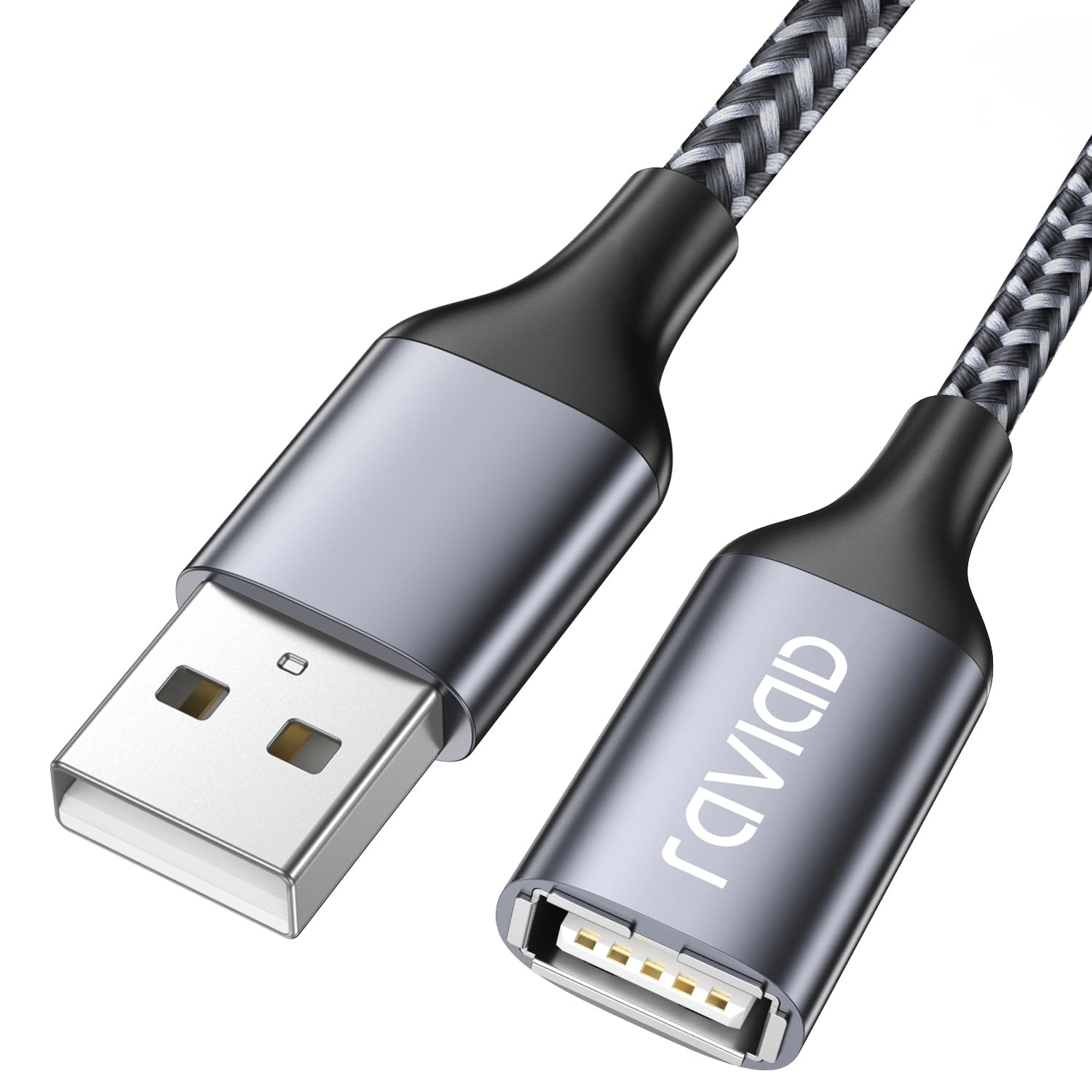 RAVIAD USB 2.0 Extension Cable 2M, USB a Male to a Female Cable USB Extension Lead High Speed Data Transfer Braided Compatible for Printer, Scanner, Camera, Keyboard, Card Reader, Hard Drive, USB Disk image number 2