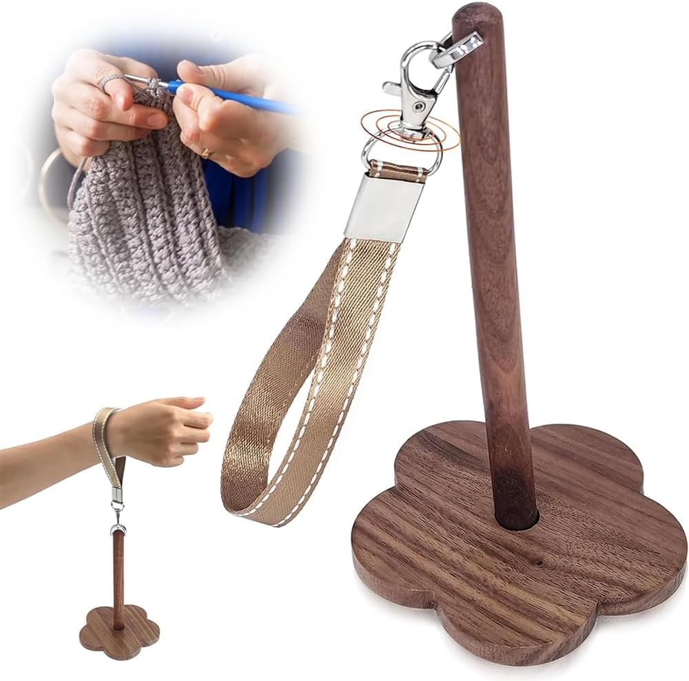 Wooden Wrist Yarn Holder with Wristband, Portable Knitting Organizer, Crochet Storage Supplies image number 6