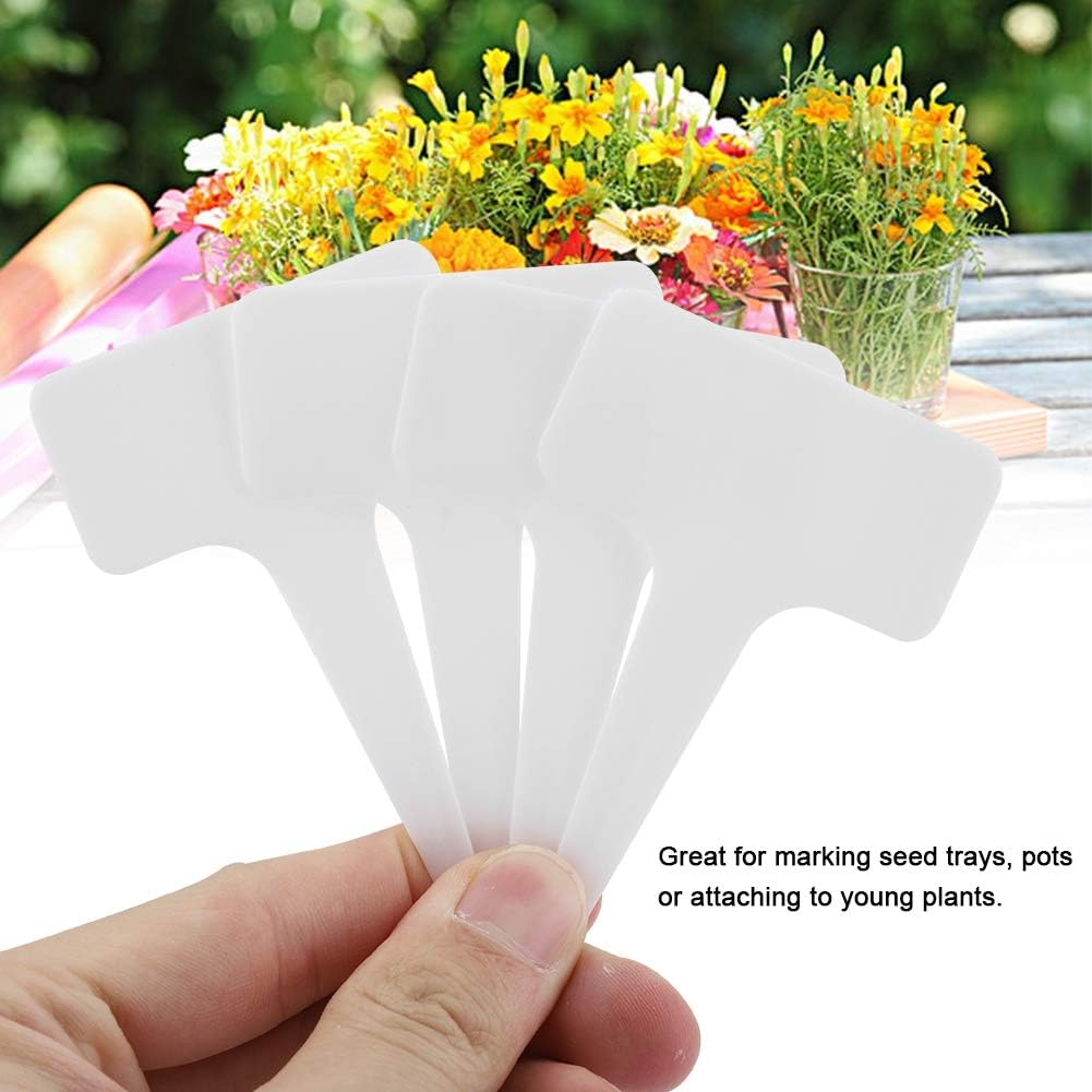 Alvinlite 50 PCS Plastic Plant Signs, Plant Labels T Type Tag Markers, Nursery Garden Labels, PVC Durable Waterproof Plant Tag Signs image number 5