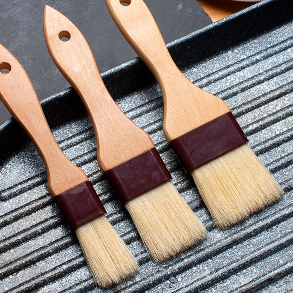 3Pack Natural Bristle Pastry and Basting Brush Set with Wooden Handles,Ideal for Cooking, Baking, BBQ, and Kitchen Basting image number 5