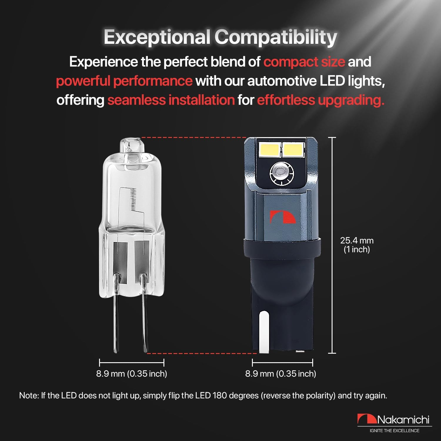 Nakamichi T10 LED Light Bulb 168 2825 194 W5W 4-SMD 3020 Chipsets White LED Replacement Bulbs for Car Interior Dome Map Door License Courtesy Dash Lights (With Can-Bus) image number 6
