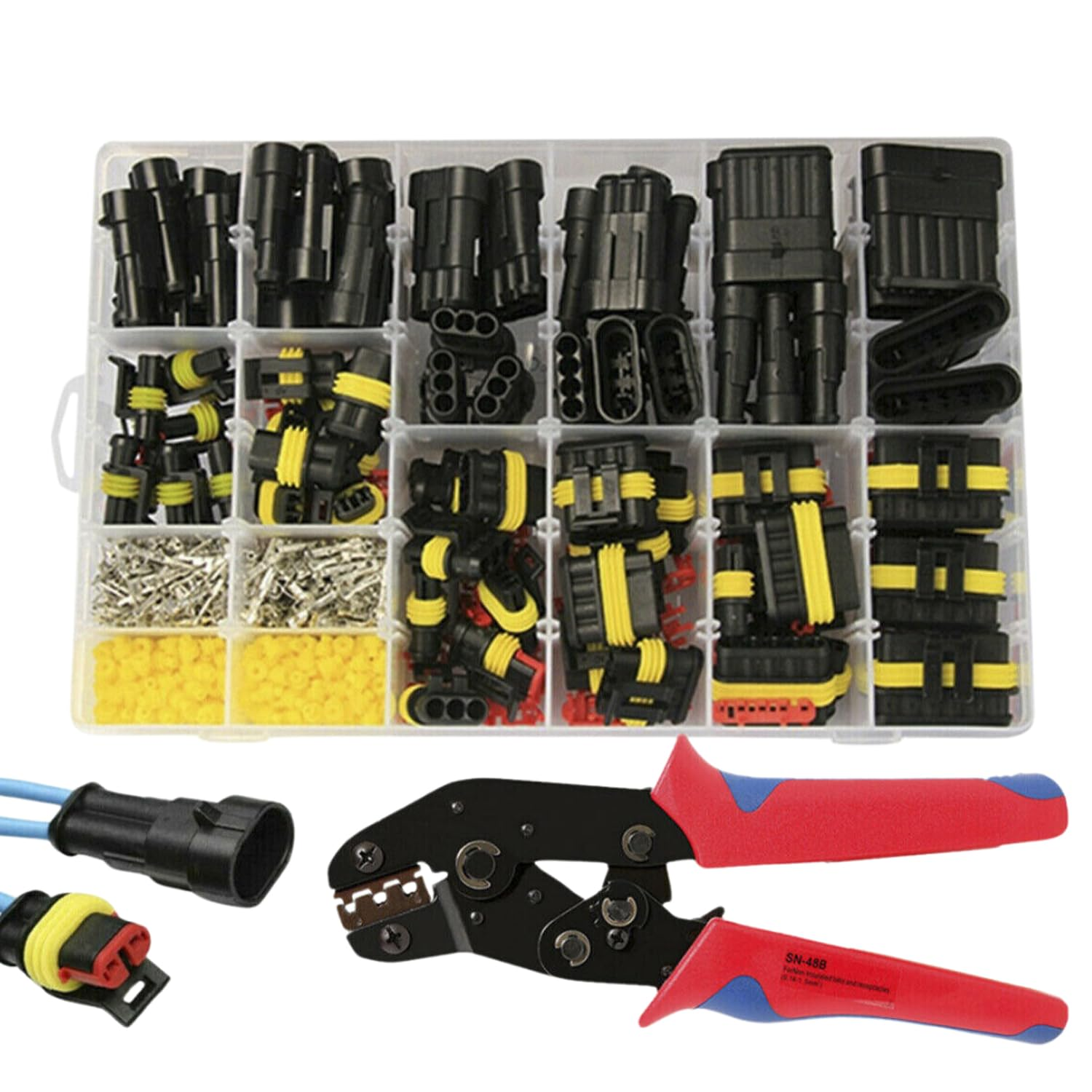 Leona Co 708Pcs 43 Kits Waterproof Electrical Wire Connector Terminals Plug Kit 1/2/3/4/5/6 Male&Female Pin Automotive Wire Connectors Kit for Car Motorcycle Marine (708Pcs 1-6Pins Connectors + Plier) image number 4