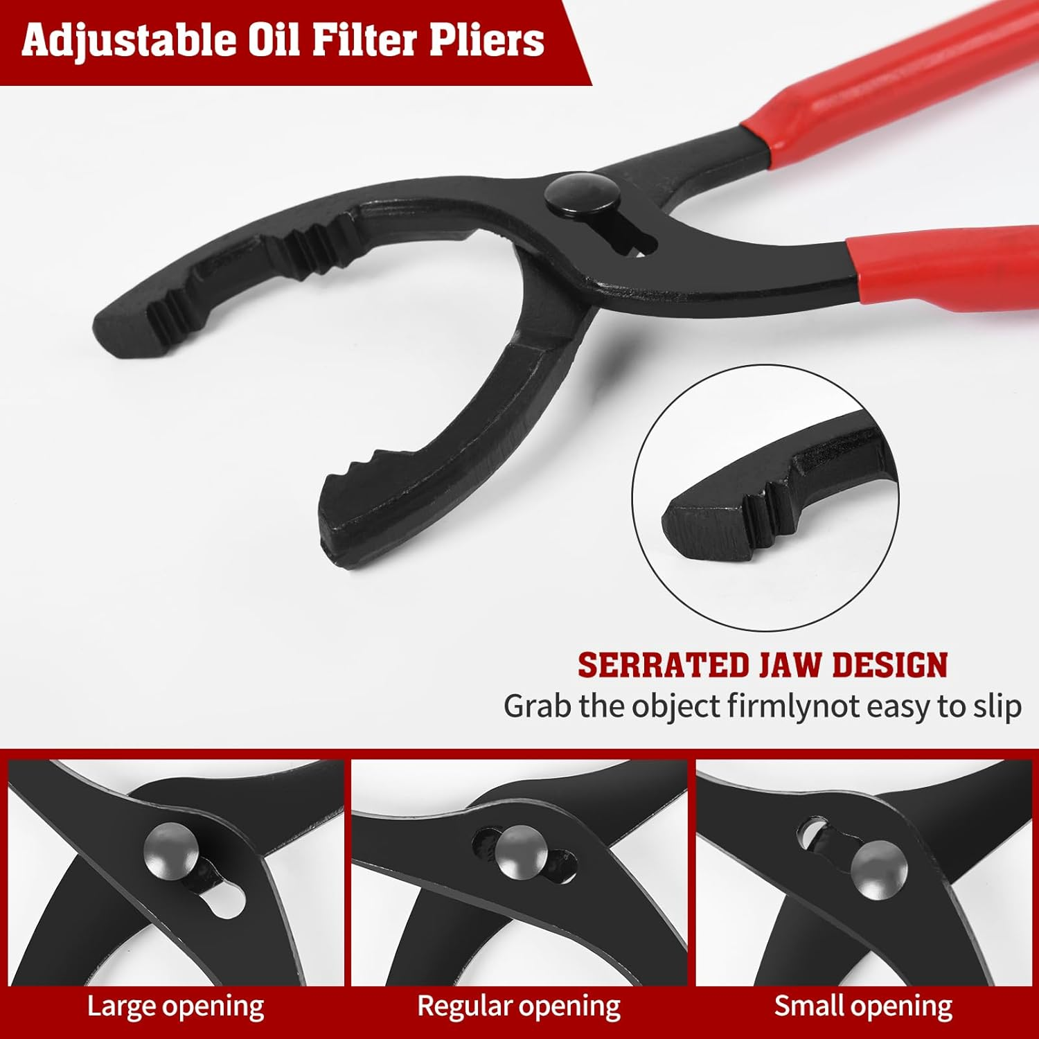 TOOLEAGUE 12" Adjustable Oil Filter Pliers, Oil Filter Wrench Removal Tool for Most Cars,Trucks,Engine Filters(1 Pc)