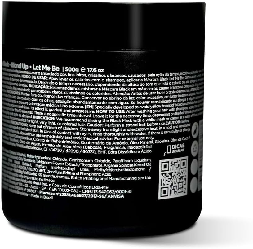 Let Me Be Black Mask Blond up Silver Effect 500G (17.6 Oz) &ndash; Toning Mask for Blonde, Silver & Gray Hair &ndash; Neutralizes Yellow Tones, Enhances Cool Shades & Hydrates &ndash; for Bleached or Highlighted Hair