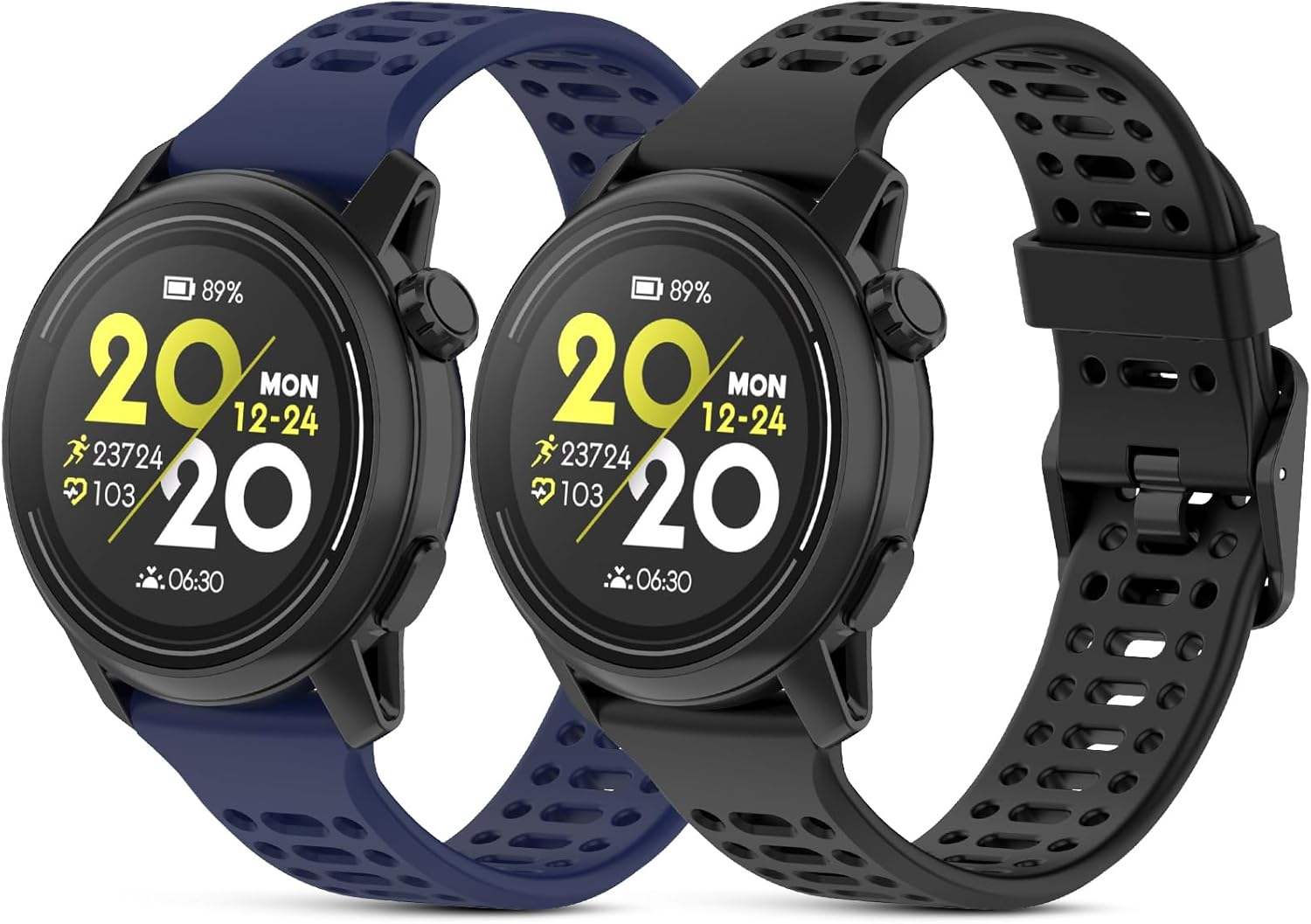 CHULN Pack of 2 Silicone Wristbands Compatible with Coros Pace 3/Apex 2 Pro/Apex Pro/Apex 46 Mm, 22 Mm Adjustable Sports Replacement Strap for Coros Pace 3