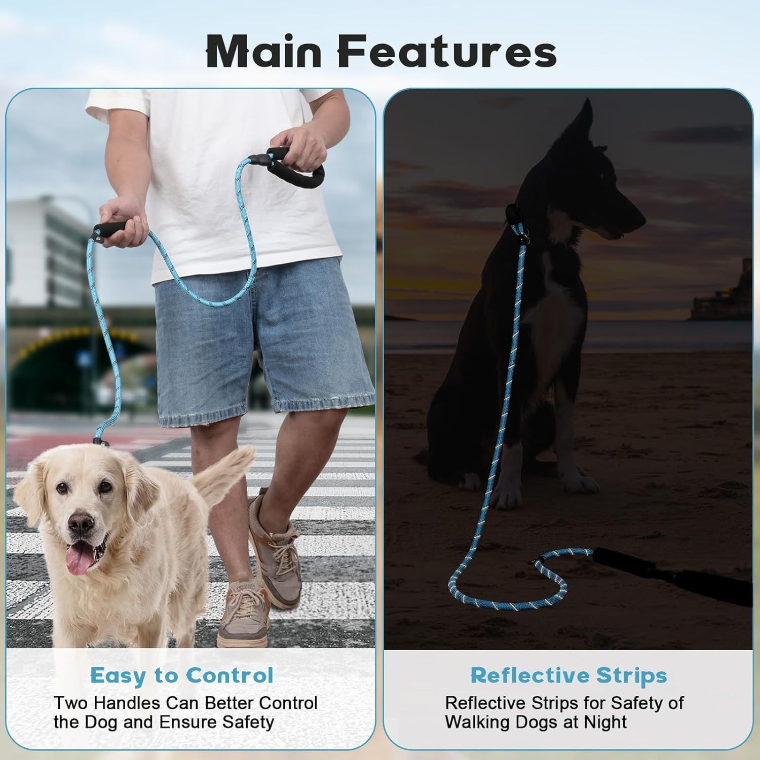 Catchu All-In-One Dog Leash, Easy Slip-On Design, Convenient for Walks, Adjustable P-Leash for Training and Control - Blue image number 3