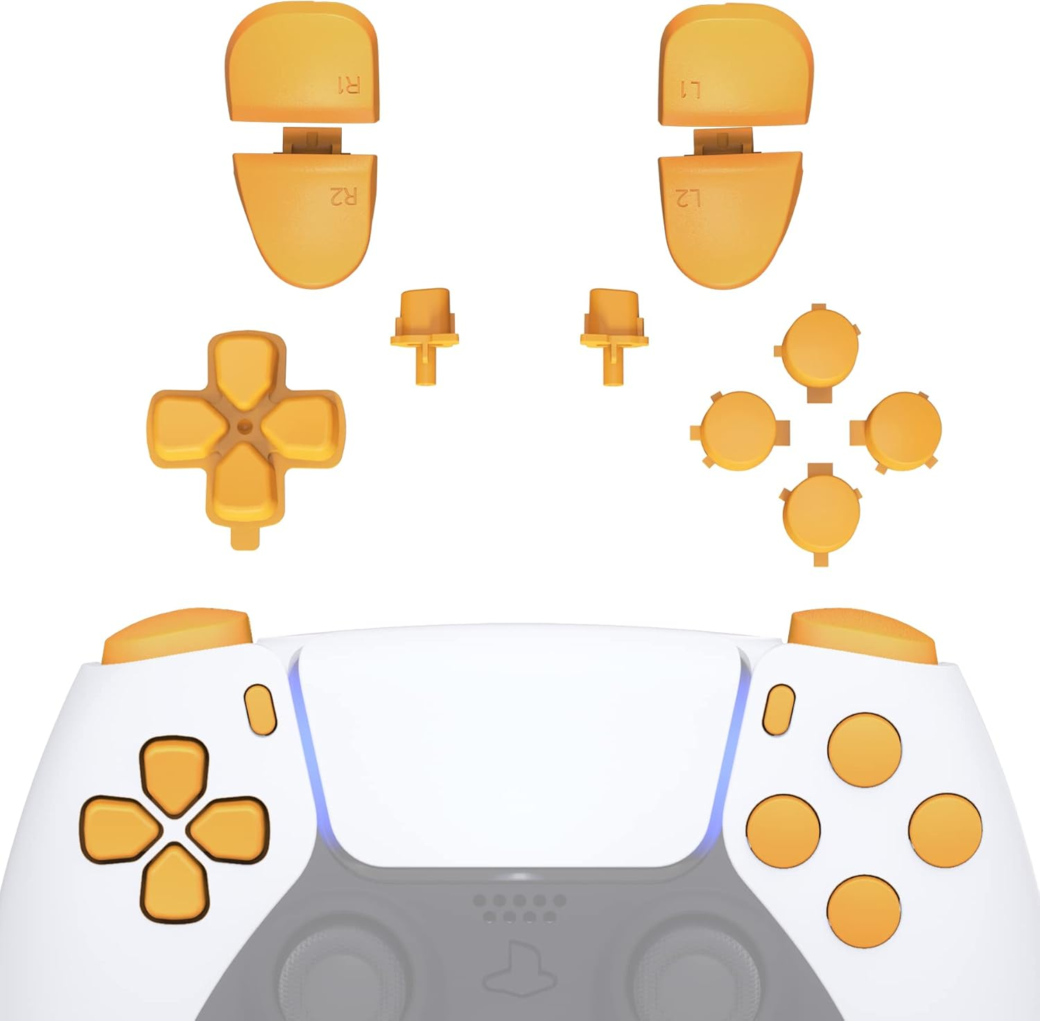 Extremerate Replacement D-Pad R1 L1 R2 L2 Triggers Share Options Face Buttons, Clear Black Full Set Buttons Compatible with Ps5 Controller BDM-030 BDM-040 BDM-050 - Controller NOT Included