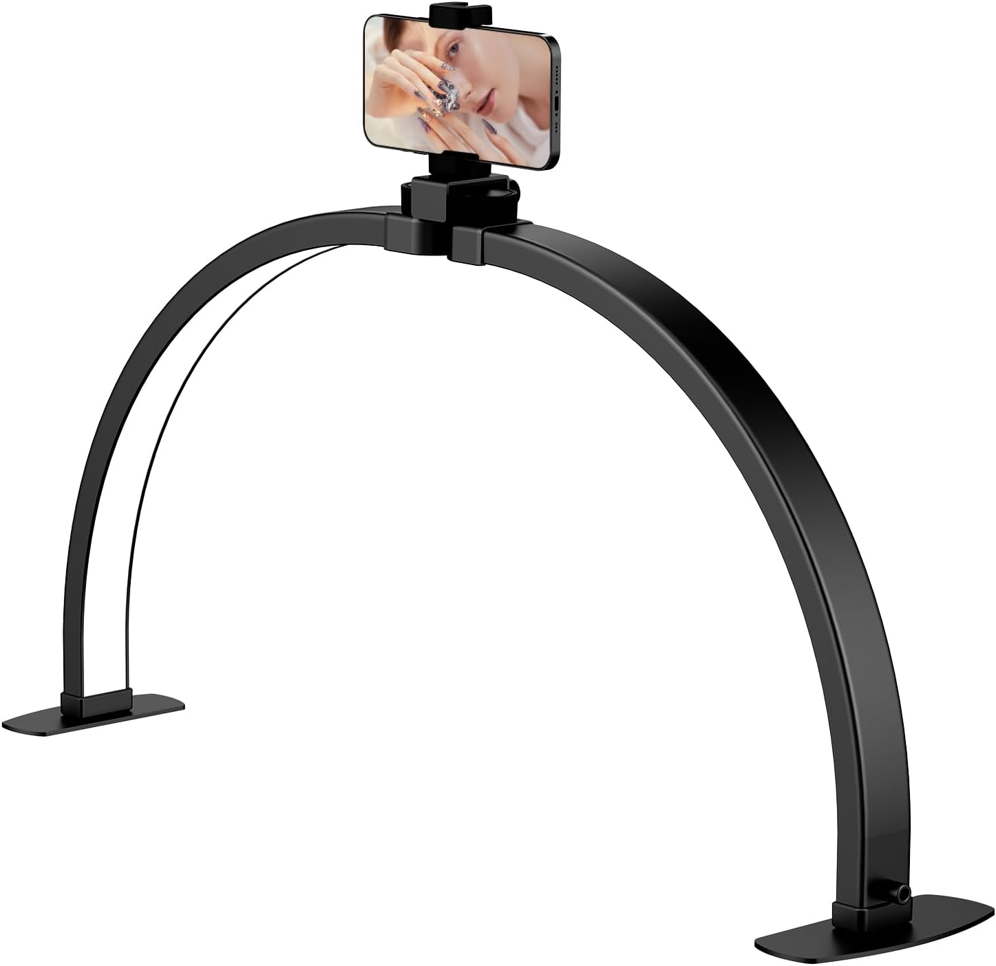 SMOCTAR Crescent Moon Lamp for Nails, 74 Cm Foldable LED Nail Table Lamp for Nail Tech with Phone Holder, Crescent Moon Light, Aesthetician Eyelash Light for Tattoo, Black image number 1