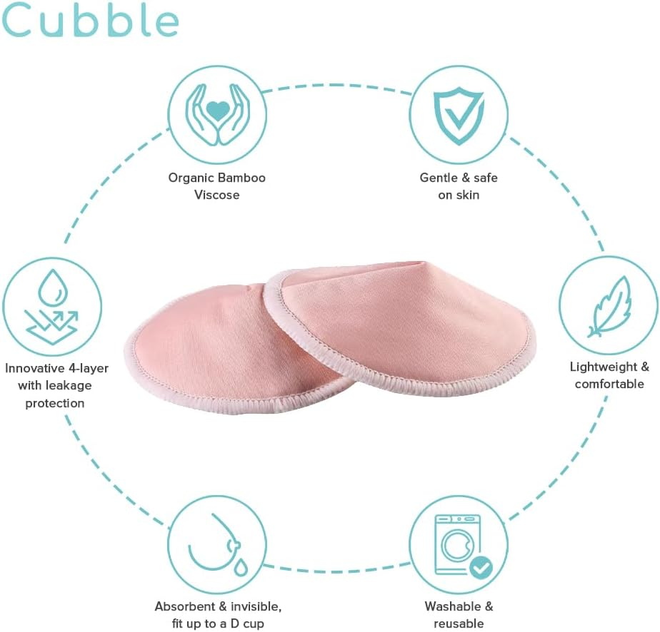 Washable Organic Bamboo Nursing Pads, Reusable Nursing Breast Pads, Washable Breastfeeding Nipple Pads, Leak-Proof | 14 Pack (7 Pairs) with 1 Laundry Bag and 1 Storage Bag (Multi-Colored) image number 6