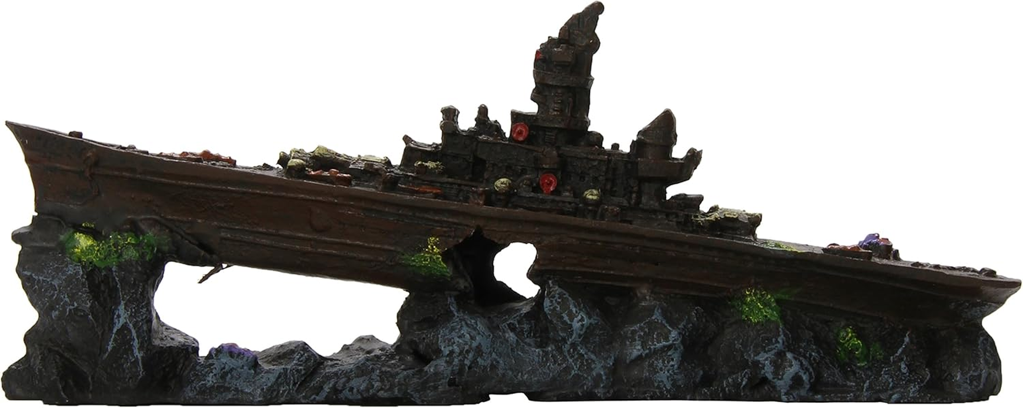 Penn-Plax Battleship Aquarium Ornament Multi-Color 4 in Small - PDS-030172048296 image number 2