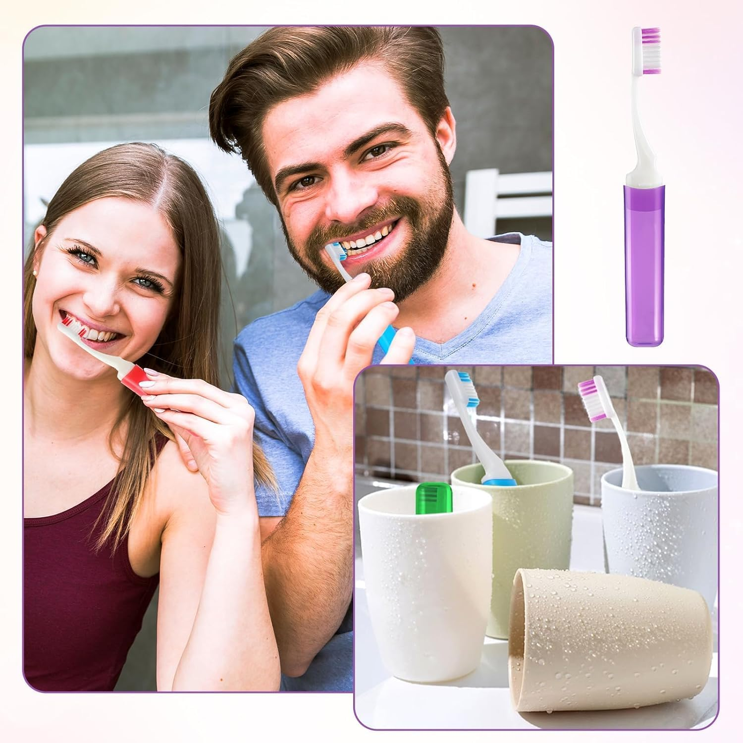 Soft Bristle Mini Foldable Tooth Brush with Case, 10Pcs Mini Folding Traveling Tooth Brushes with Case, Foldable Travel Toothbrush, Soft Bristle Travel Folding Toothbrush with Toothbrush Box image number 5