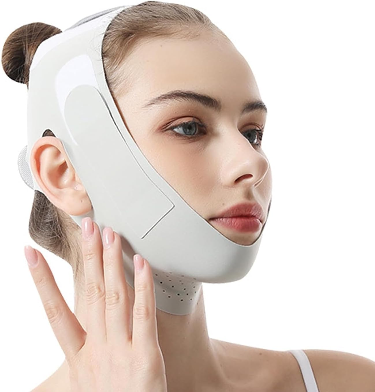 Adjustable Chin Strap for Sleeping Jawline Shaper V Line Lifting Mask Face Slimmer for Double Chin （Black）