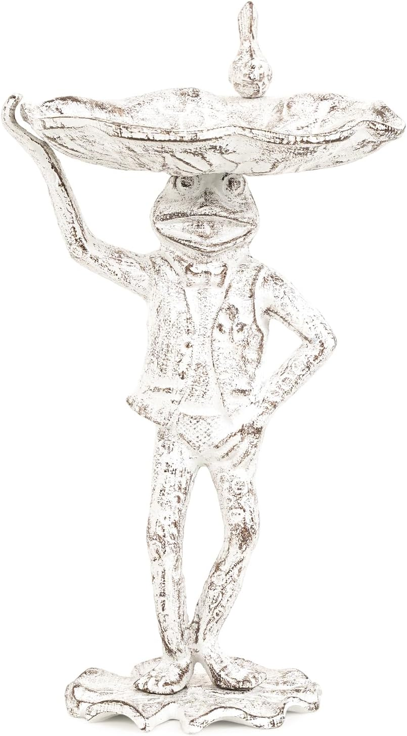 Sungmor Cast Iron Bird Bath for Outside, 21 Inch Height Garden Standing Feeder, Antique Style & Shell-Shape Bird Bath Bowl, Decorative Pedestal Birdbath, Outdoor Yard Deck Patio Ornament