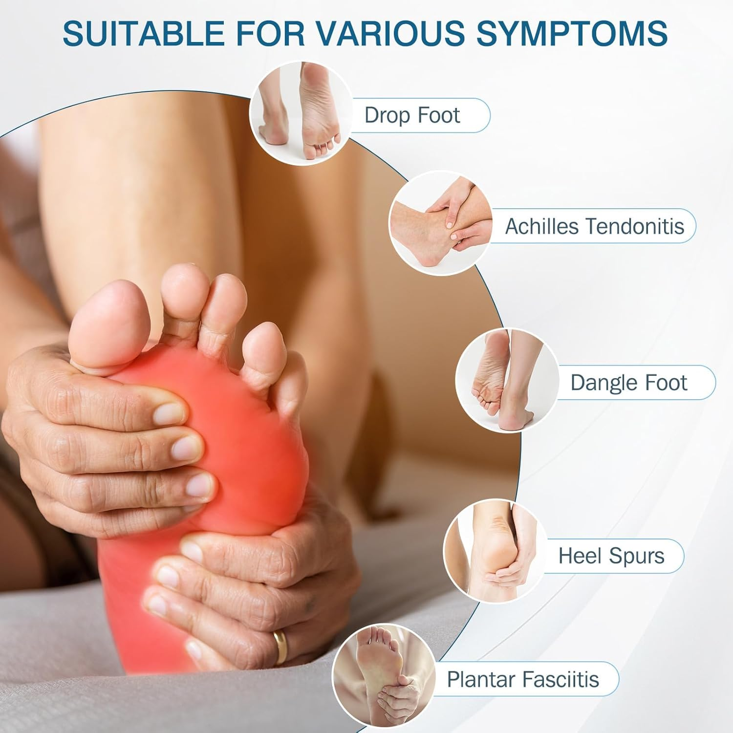 Plantar Fasciitis Night Splint Sock, for Plantar Fasciitis Relief, Soft & Comfortable Foot Brace for Achilles Tendonitis Heal Spur Foot-Drop Flat-Arch for Women and Men - Blue image number 7