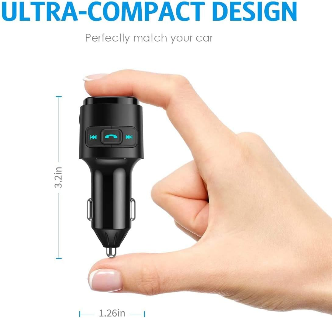 Bluetooth FM Transmitter for Car, QC3.0 Charging, Dual USB Ports, 7 Color RGB LED Backlit Bluetooth Car Adapter, Support Siri Google Assitant, U Disk, SD Card, Hands-Free Car Kit image number 5