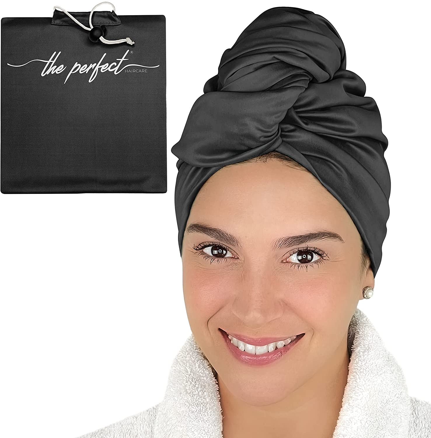 Microfibre Hair Towel Wrap for Women - Absorbent Quick Drying Turban for Wet, Curly, and Long Hair for Women, Girls, and Kids - anti Frizz - the Perfect HAIRCARE - Black
