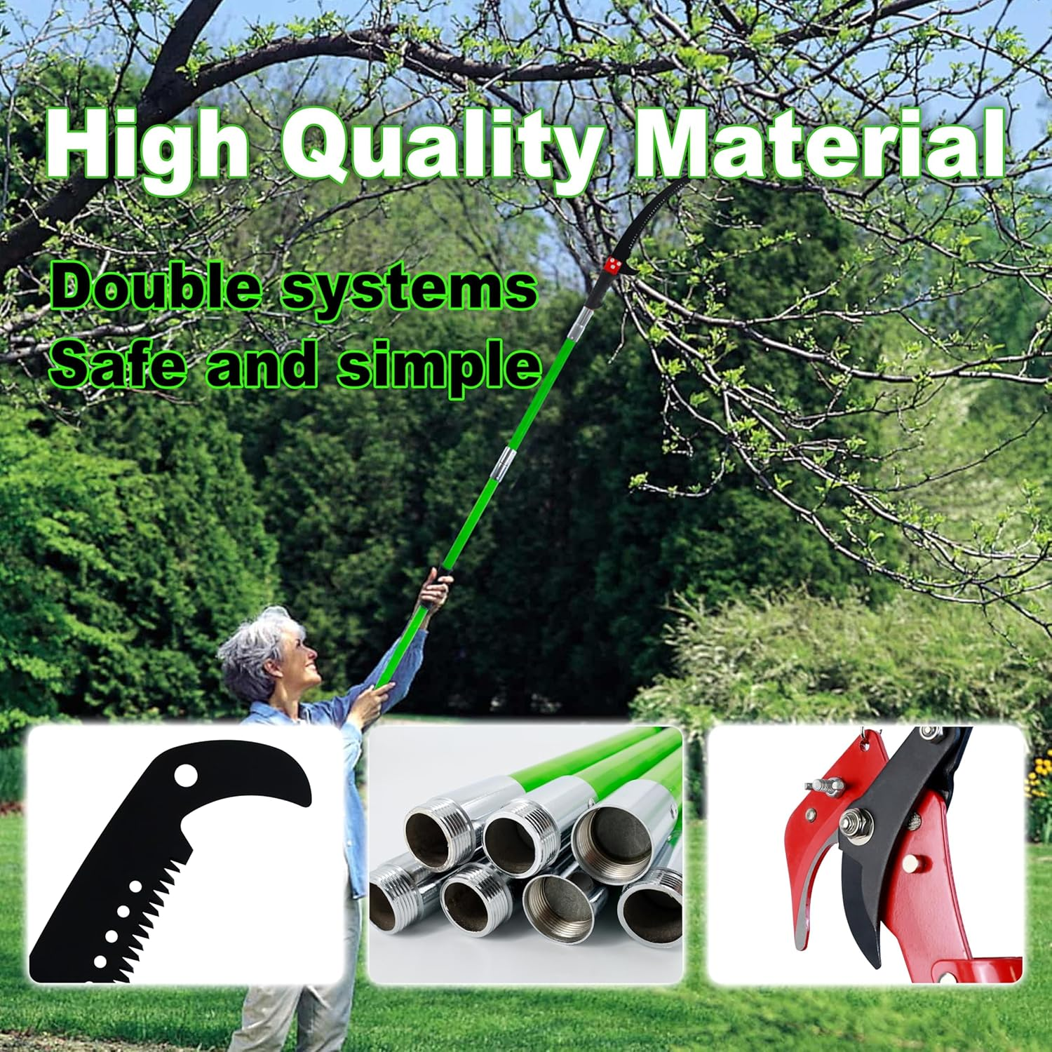 Pole Saws for Tree Trimming, 2-8M Extendable Tree Trimmers Long Handle Pruner, with Thickened Saw Blade and Scissors for Tree Trimmer, Pole Cutter for Backyard and Garden, Bush Cutting image number 6