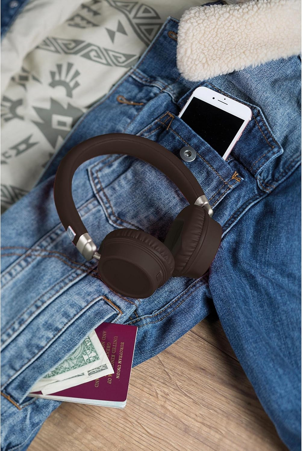 Kitsound Kit Sound Nashville Travel Overhead Headphone Microphone with Black KSNASBK