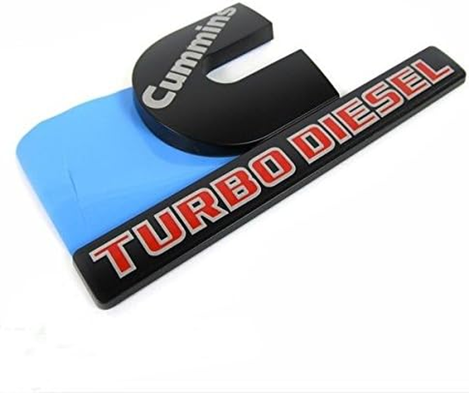 Yoaoo 2X Replacement for Cummins Turbo Emblem Badge 2500 3500 Fender Emblem Matte Big Black Red 6.2" by 3.4" Inches - Black With White image number 2