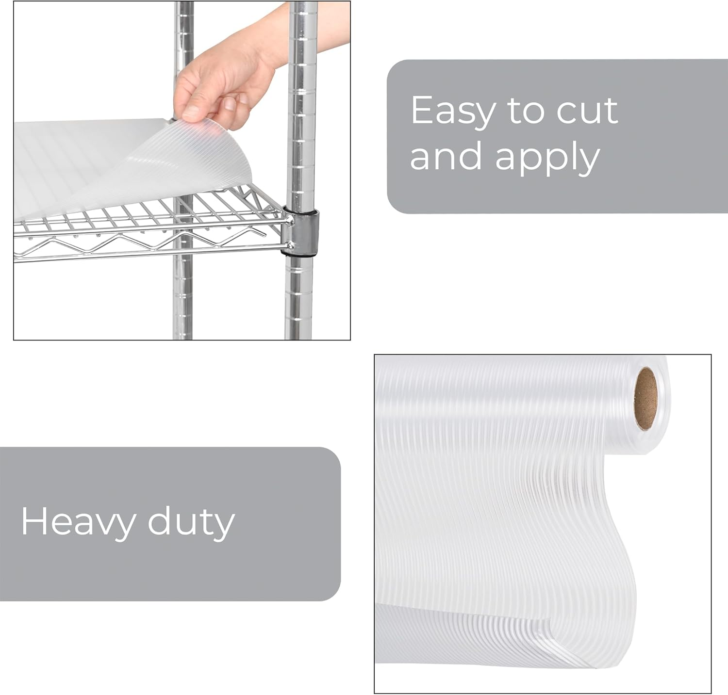 Smart Design Wire Shelf Liner Ribbed Grip - 18 Inch X 30 Feet Total (Set of 2 Rolls) - Metal Wire Shelving Non Adhesive Protection Garage Racks - NSF Certified - Kitchen - Clear image number 5