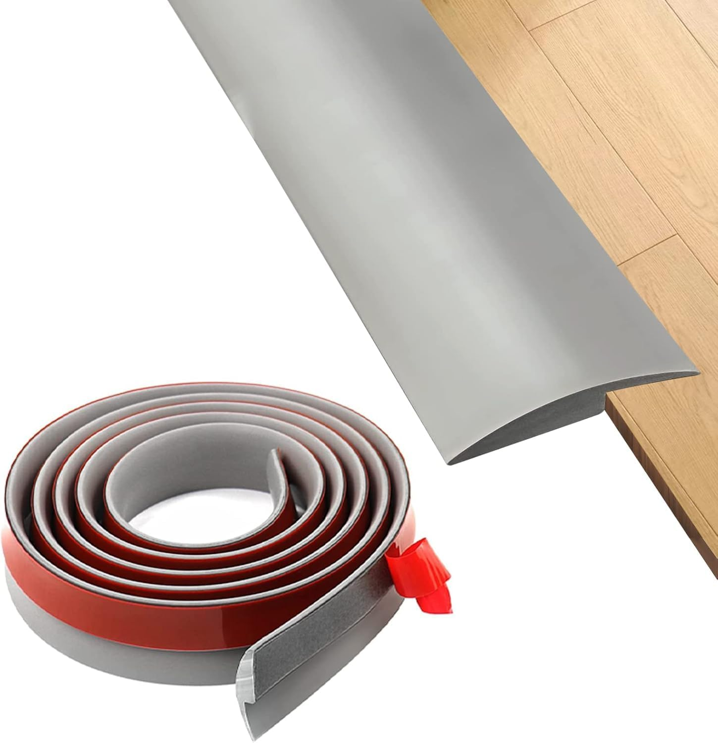 10Ft Floor Transition Strip, Self Adhesive Carpet Edging Trim Strip, Threshold Strips for Threshold Height Less than 5 Mm (Grey) image number 1