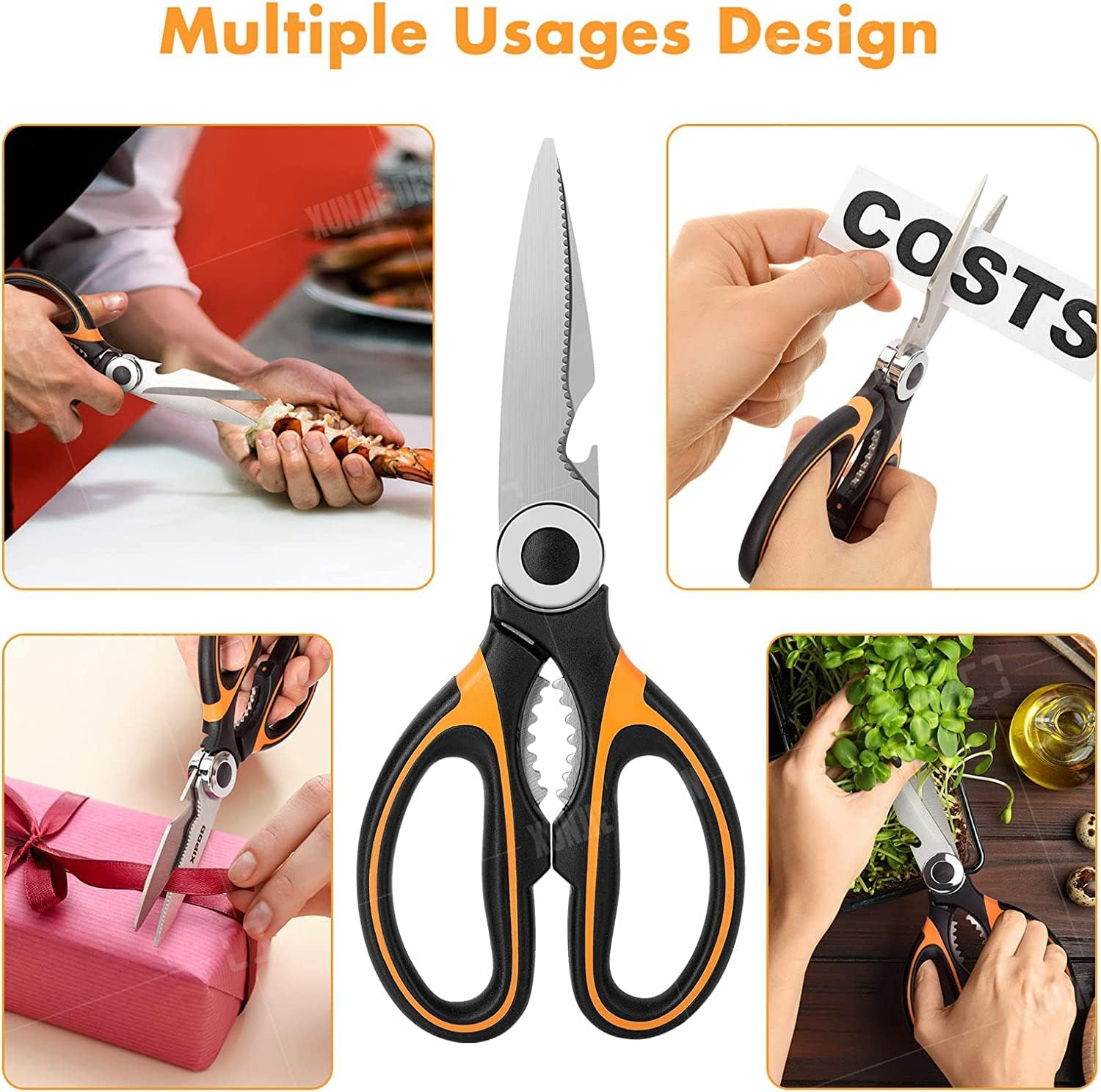 Miluoou Kitchen Scissor, 2-Packs Kitchen Scissor Heavy Duty Meat Shears, Ultra Sharp Stainless Steel Multi-Purpose Scissors for Cutting Meat, Chicken, Vegetable, Fish, Poultry, Vegetable, BBQ, Pizza