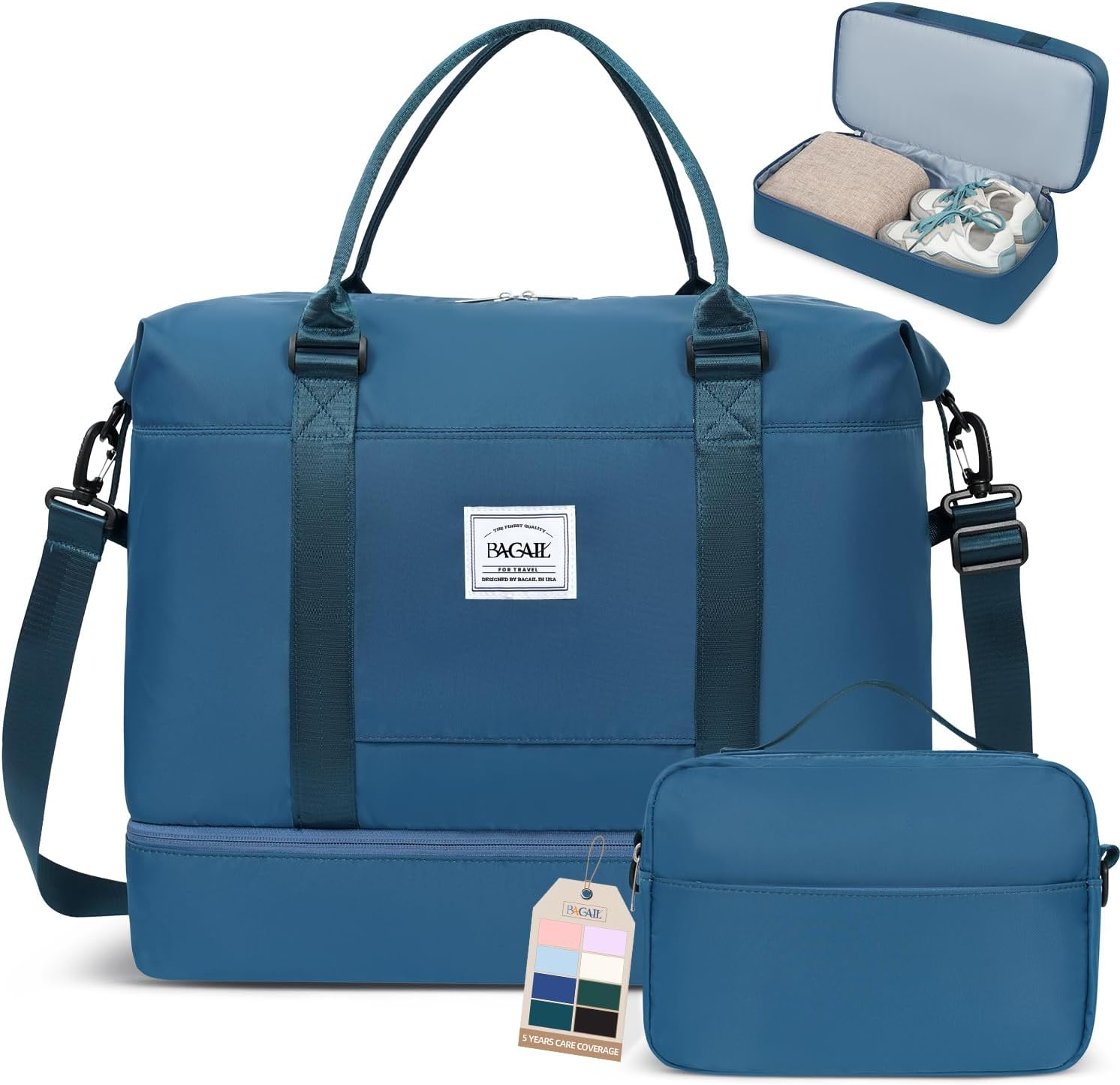 BAGAIL Travel Duffel Bag, Weekender Bags for Women, Overnight Gym Carry on Tote Bag with Wet Pocket, Hospital Mom Bag for Labor and Delivery - Extra Large, Grid-Black