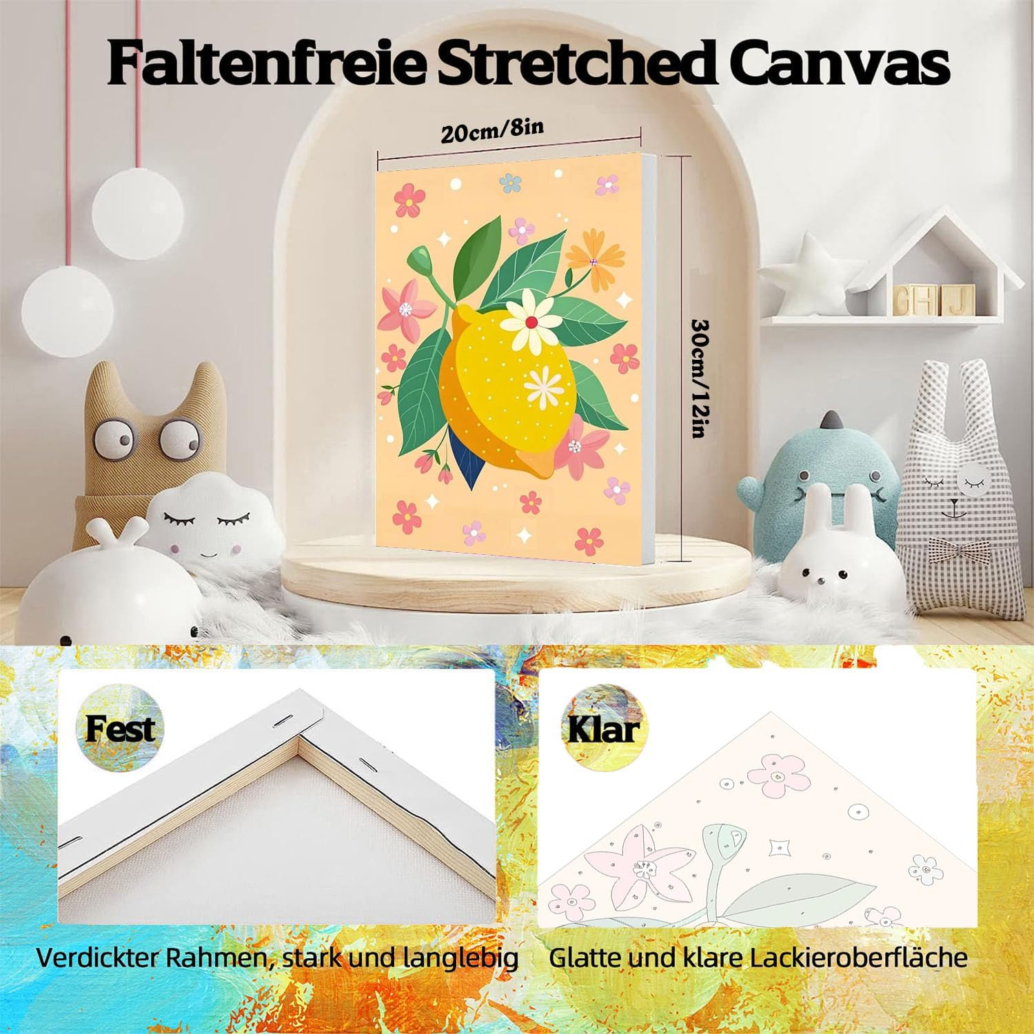 Pack of 4 Paint by Numbers Adults with Frame - Wooden Easel, Fruit Painting by Numbers for Beginners, DIY Simple Fruit Acrylic Oil Painting Kits with Brushes for Home Wall Decor, 20 X 30 Cm - Bkh1331+Bkh1332+Bkh1333+Bkh1334 image number 5