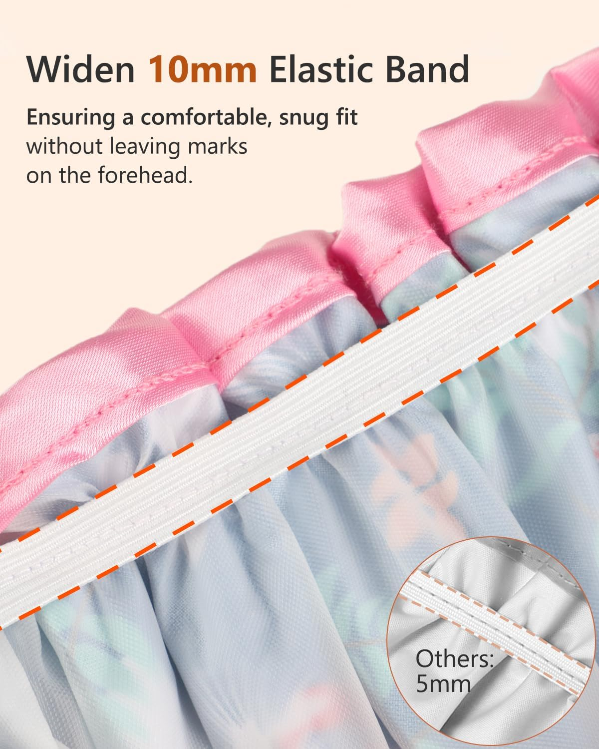 Mikimini Large Shower Cap for Women Long Hair, Flamingo Shower Caps with Pink Lace, Double-Layer Waterproof, Reusable, Washable,X-Large (Pack of 1) image number 6