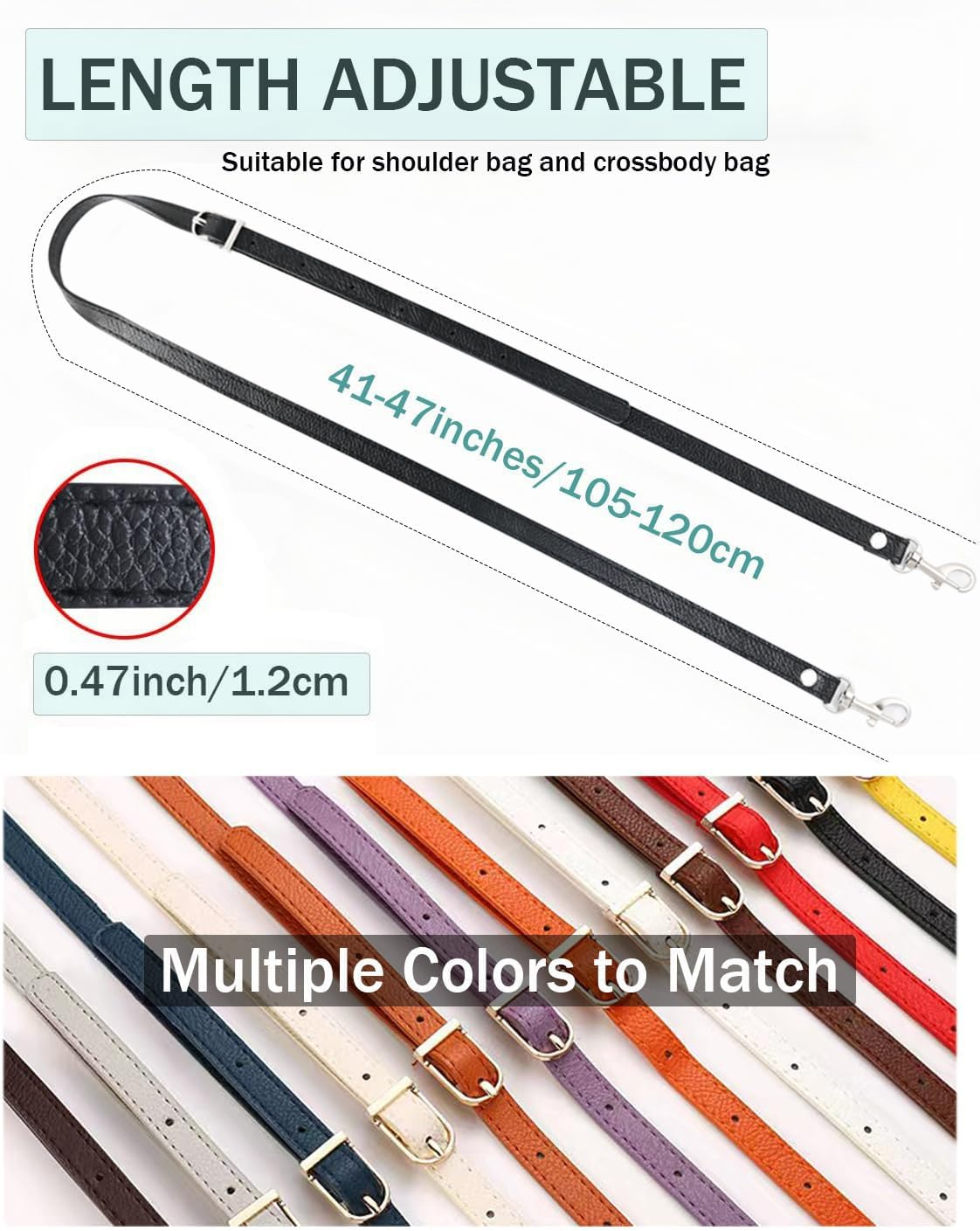 Leather Straps Replacement for Handbags,Purse Strap, Purse Straps Crossbody Replacement Adjustable, Brown with Silver Buckle - Brown With Gold Buckle image number 3