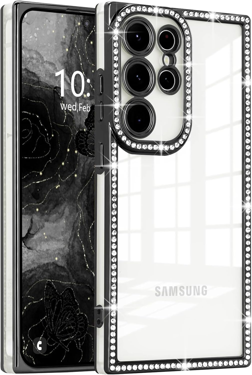 Eherui Glitter Case for Samsung Galaxy S25 Ultra, Crystal Luxury Shiny Diamond Mobile Phone Case, Silicone TPU Soft Transparent Back with Camera Protection, Shockproof Case for Samsung S25 Ultra, Gold