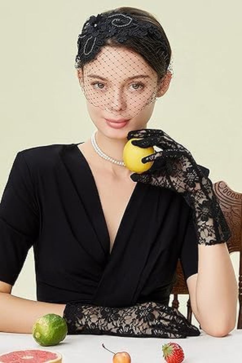 Bridal Wedding Veil Fascinator Mesh Lace Headband Tea Party Flower Fascinator Funeral Hats for Ladies'-1Pcs image number 3