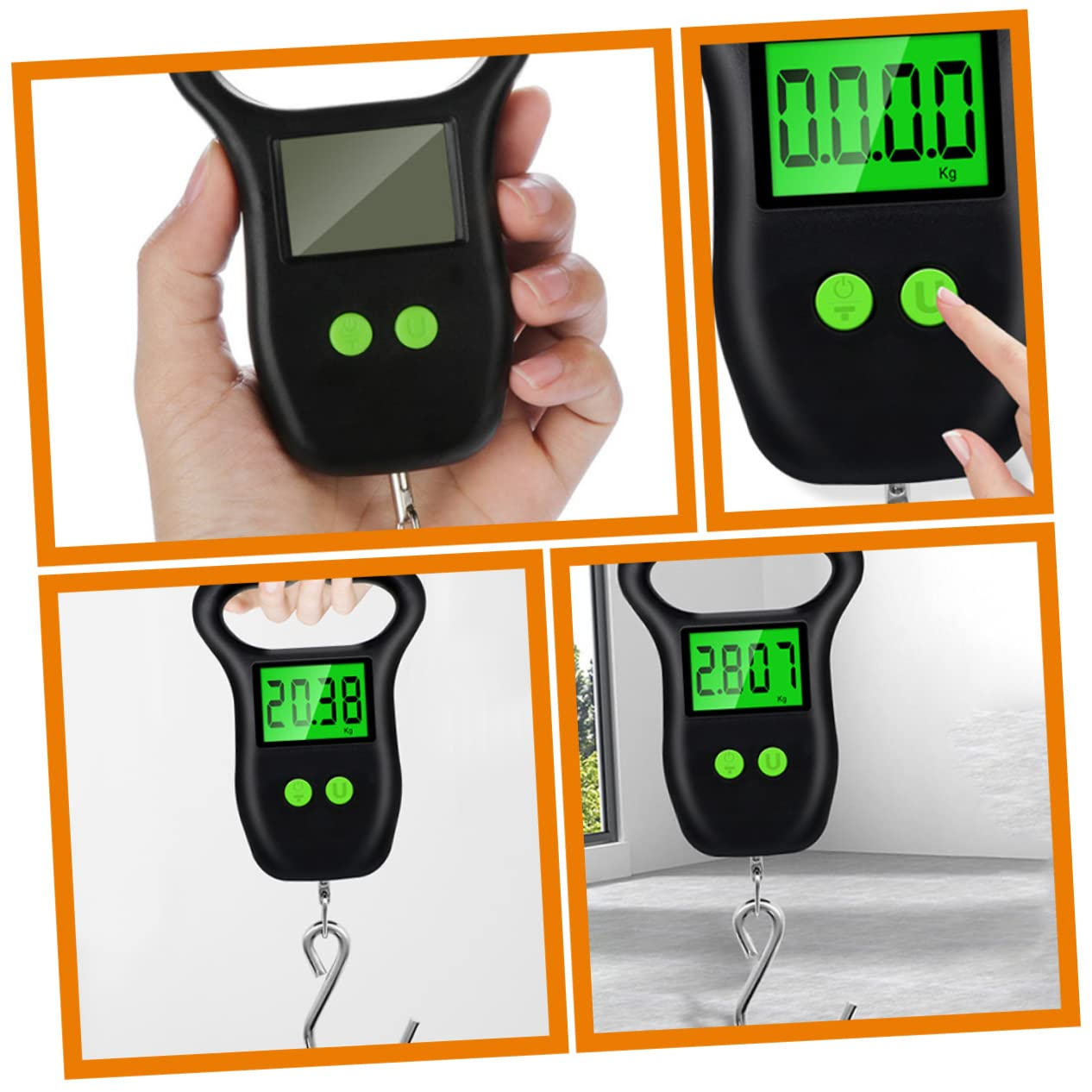 Happyyami Portable Handheld Hanging Scale 50Kg Electronic Luggage Weighing Scale Large LCD Display Non-Slip Handle for Travel and Fishing Tools image number 6