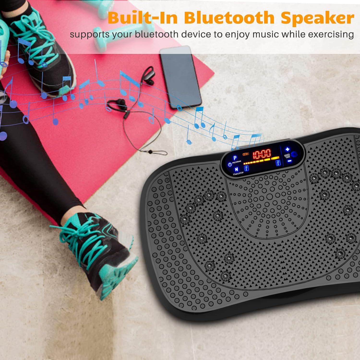 Vibration Plate Exercise Machine, Vibration Plate with Bluetooth and LED Display，120 Adjustable Speed，Full Body Vibration Plate for Lymphatic Drainage，Vibration Platform Machines for Weight Loss image number 3