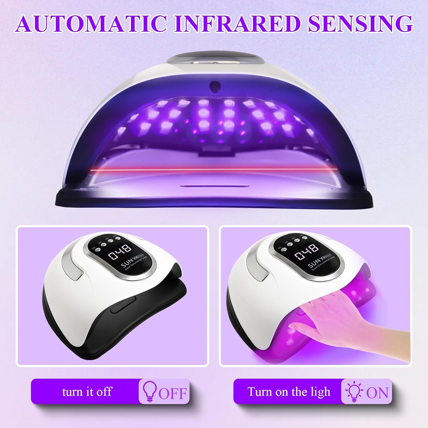 280W UV LED Nail Lamp Light Dryer for Gel Polish with 66 Lamp Beads, 4 Timer Setting & LCD Touch Display Screen, Auto Sensor, Professional Nail Light,2026 Latest Edition (Blue Light) image number 5
