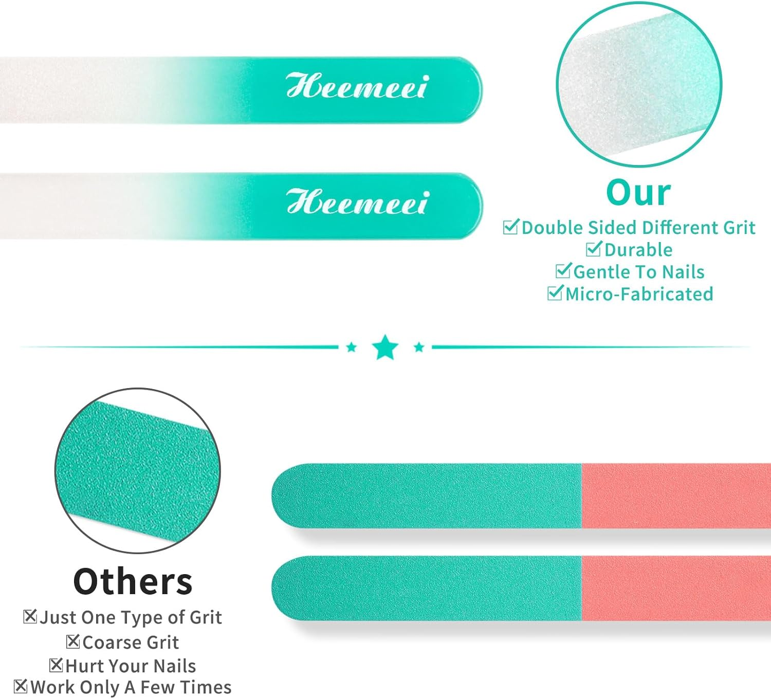 Heemeei Glass Nail File, Double Sided 180/320 Grit with Case for Natural Nails, Fingernail, Crystal, Pedicure - Green image number 1