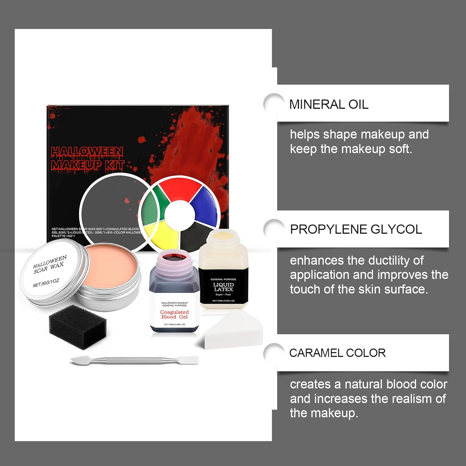 Depehelp Halloween SFX Makeup Kit, Professional Special Effects Makeup Set with Scar Wax, Blood Gel, Liquid Latex image number 3