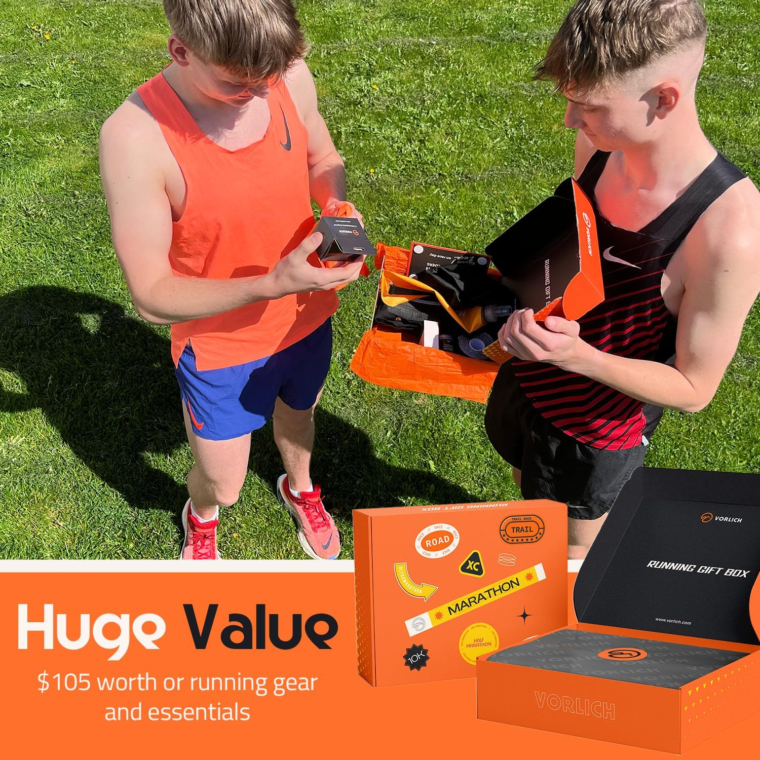 Vorlich&reg; Running Gift Box &ndash; 11 Essential Items for Runners for Runners Female & Men &ndash; Includes Running Belt, Anti-Chafing Balm, LED Headtorch, Folding Water Bottle & More
