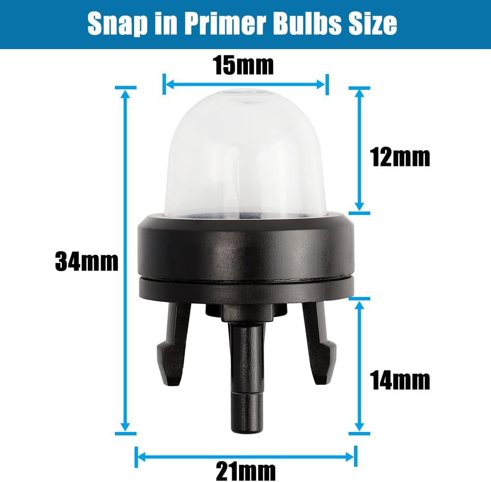 Yakamoz 10PCS 188-512 Snap in Primer Bulb Pumps, Carburetor Oil Bubbles Compatible with Husqvarna, Echo, Stihl Gas Chainsaw Walbro 188-512 WT-23A WYJ-33 Lawn Mower, Leaf Blower and Trimmer Blower image number 4