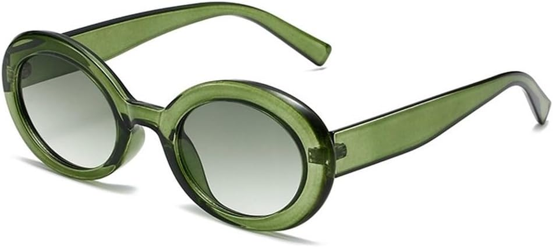 Oval Jelly Color Women Sunglasses Fashion Yellow Green Shades UV400 Men Trending Gradient Sun Glasses - Amber Tea image number 3