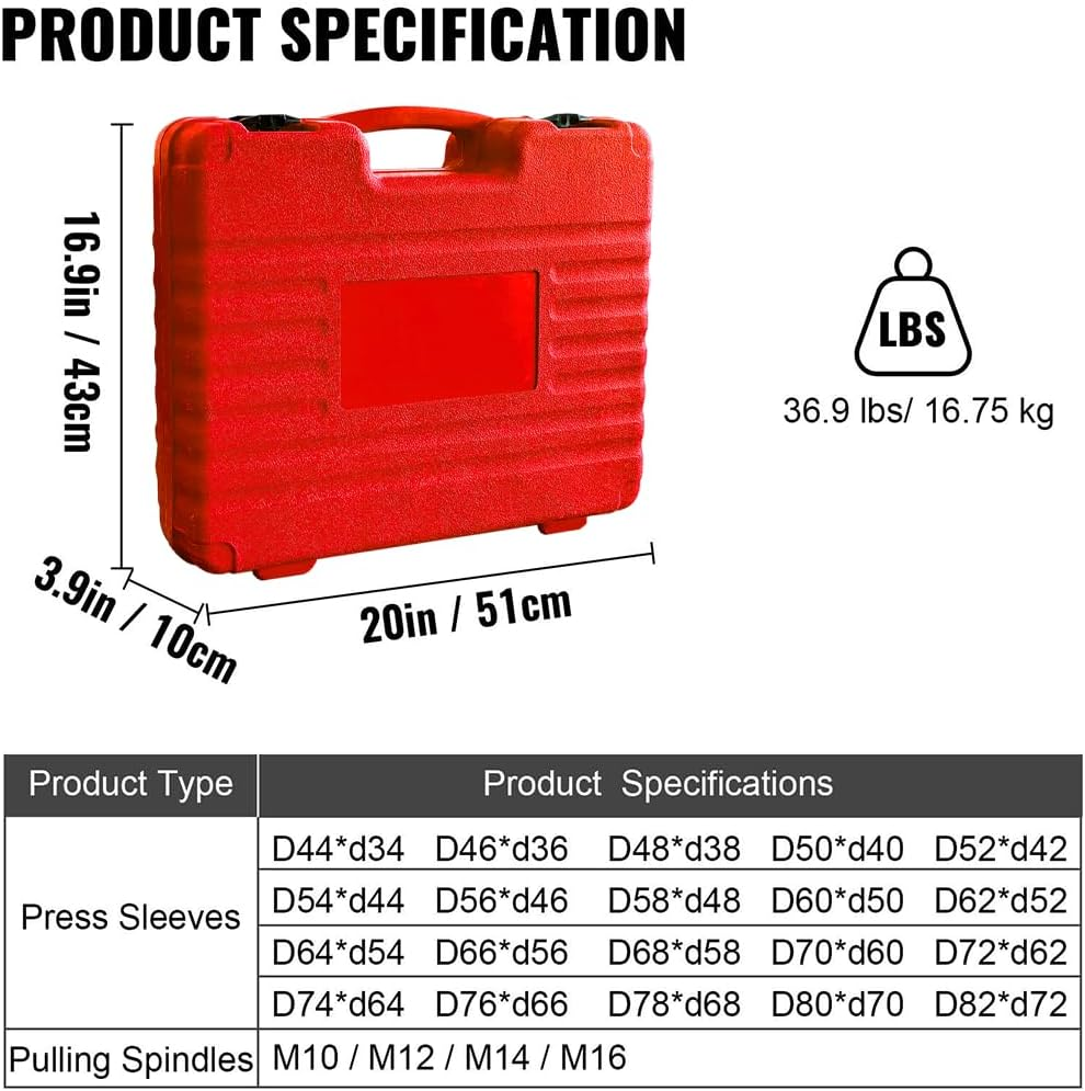 28Pcs Bush Removal Kit Bush Bearing Seals Press Pull Sleeve Tool Kit Set Auto Car Repair Tool Master Press Bearings Bushes Seals Removal Red/Blue (Red) image number 5