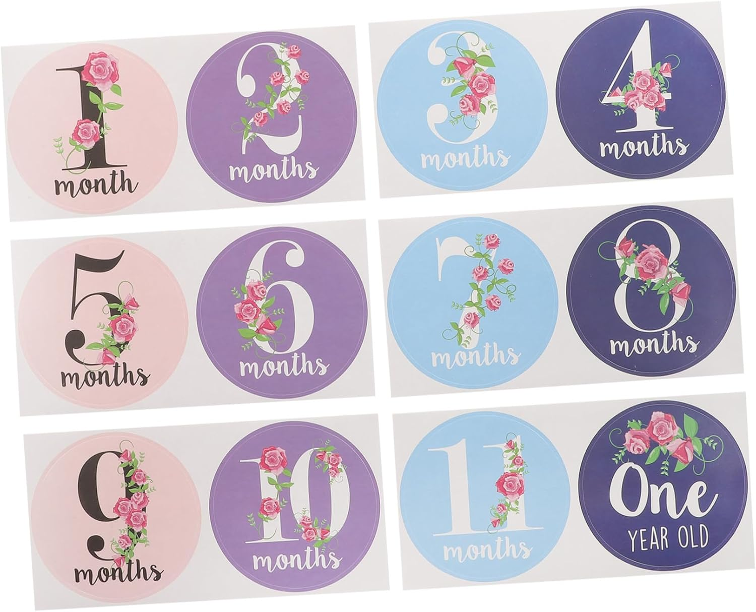 Baby Monthly Milestone Stickers and Newborn Infant Sticker Cards for Photo Props 12Pcs Set for and Scrapbooking