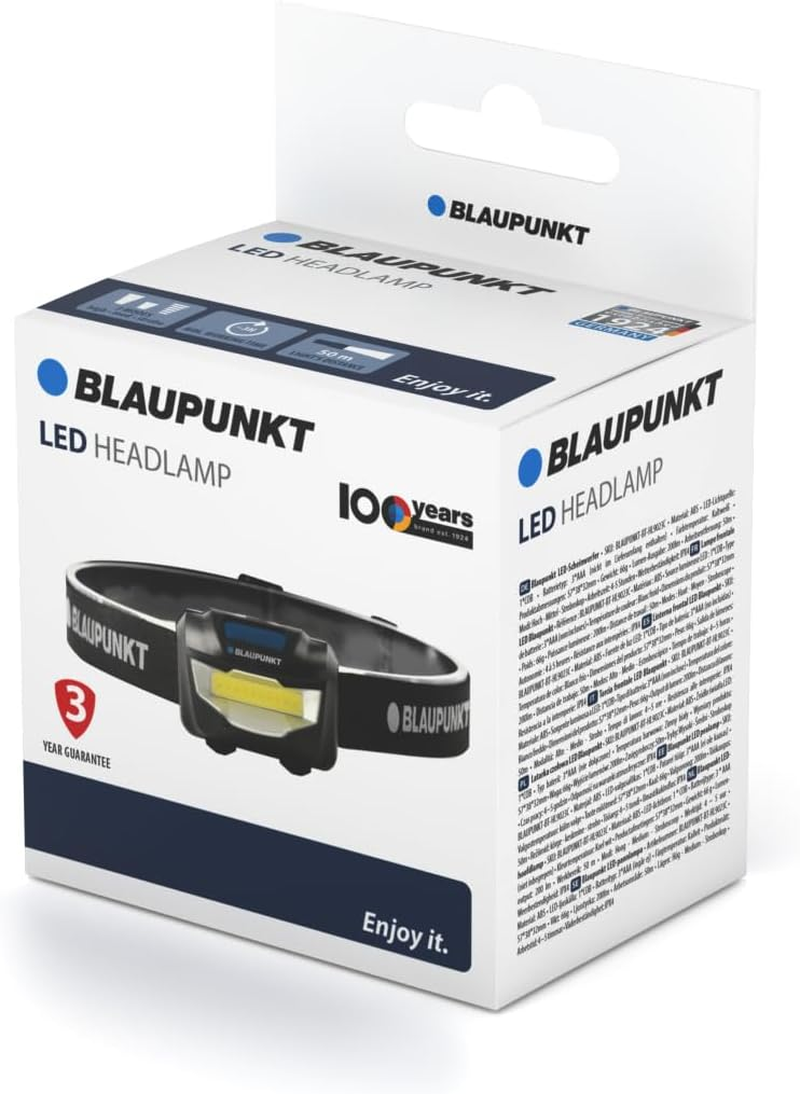 Blaupunkt LED Headlamp 200 Lumens Head Lamp Torch, 3 Light Modes, Bright & Lightweight, Water-Resistant, Long Lasting - 5 Hrs Runtime Battery Powered - Camping, Running, DIY & Emergency image number 2