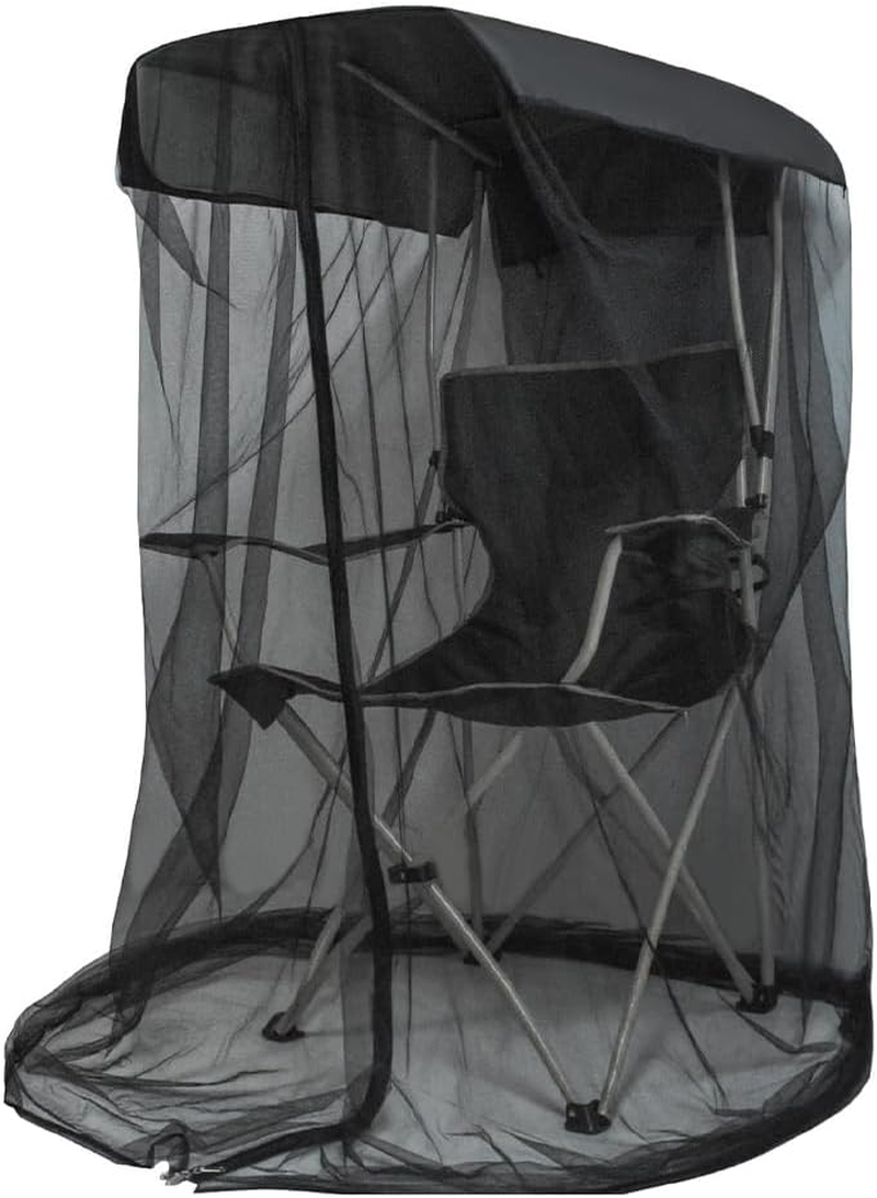 Outdoor Mosquito Net, Fishing Courtyard Garden Mosquito Net with Awning, Waterproof, Foldable, for Outdoor Fishing, Camping Chairs, and Beaches, Chair Not Included (Black) image number 3