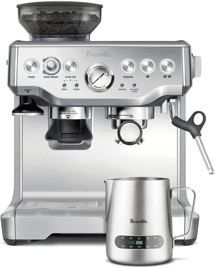 Breville the Barista Express Espresso Machine with Milk Jug Thermal, Coffee Machine with Grinder & Milk Frother, Cappuccino & Latte Machine for Home, &lrm;BES875BSS, Brushed Stainless Steel image number 4