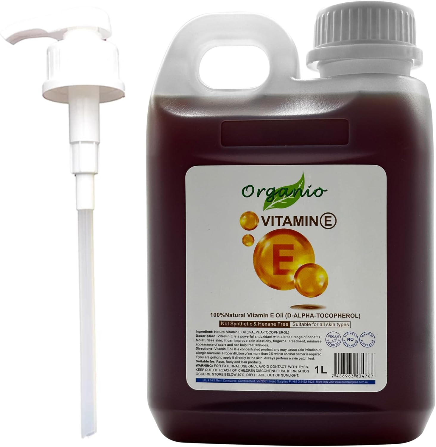 Natural Vitamin E Oil 100% Pure - (87% D-Alpha Tocopherol) Very Thick Oil (100Ml, without Pump)