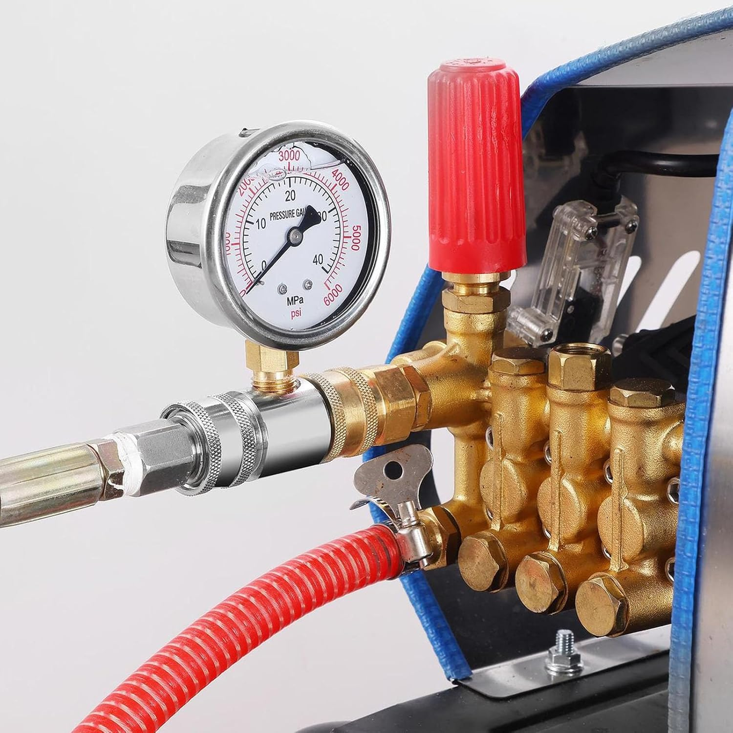 Pressure Washer Gauge, 6000Psi Stainless Steel High Pressure Gauge 3/8In Quick Connect Pressure Washer Parts Accessories for Car Washing Machines, Easy to Install