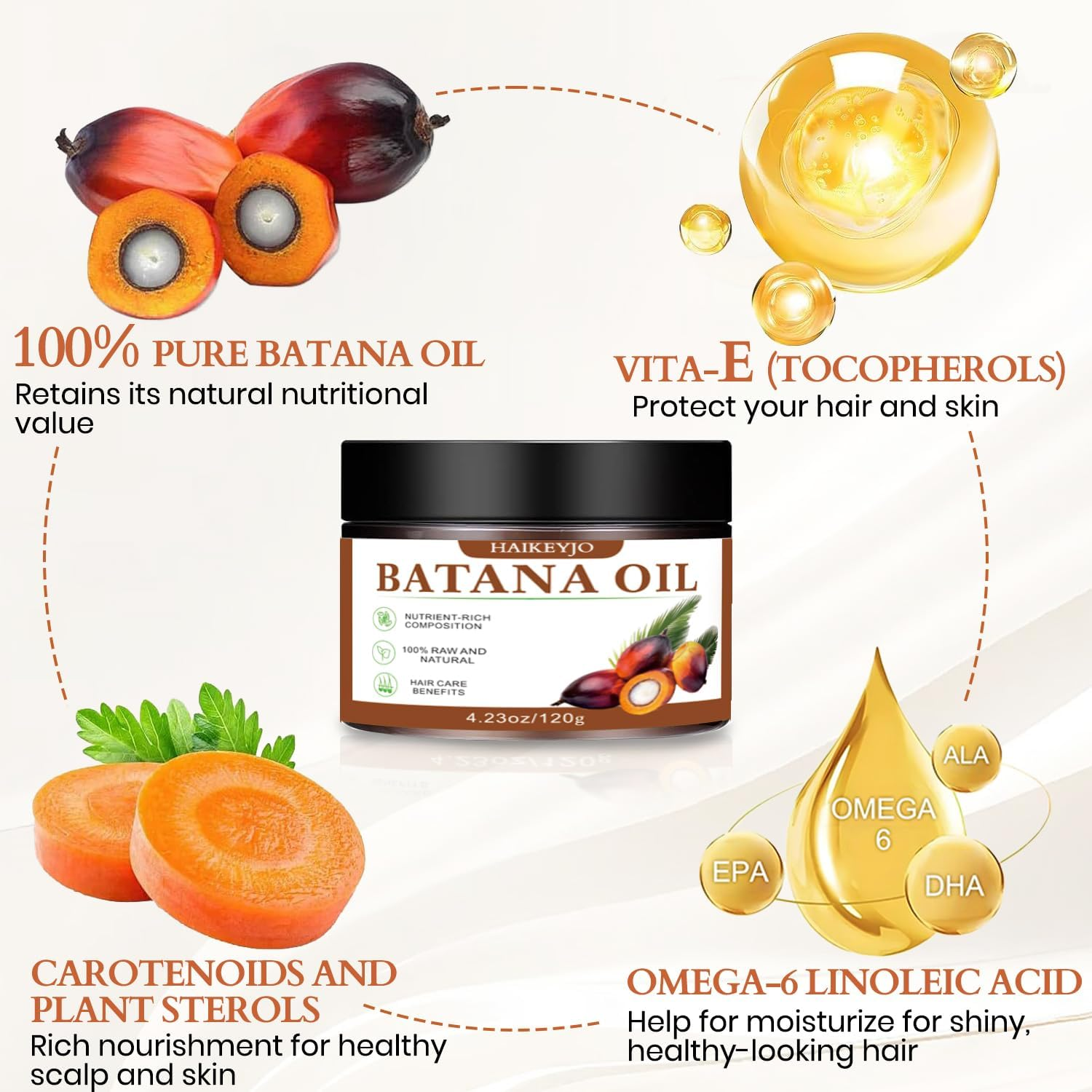 Raw Batana Oil for Hair Growth - 100% Pure Organic Unrefined Hair Oil from Honduras | Natural Hair Oil to Repair, Thicken & Moisturize All Hair Types | Men &Women,4.23 Oz image number 6