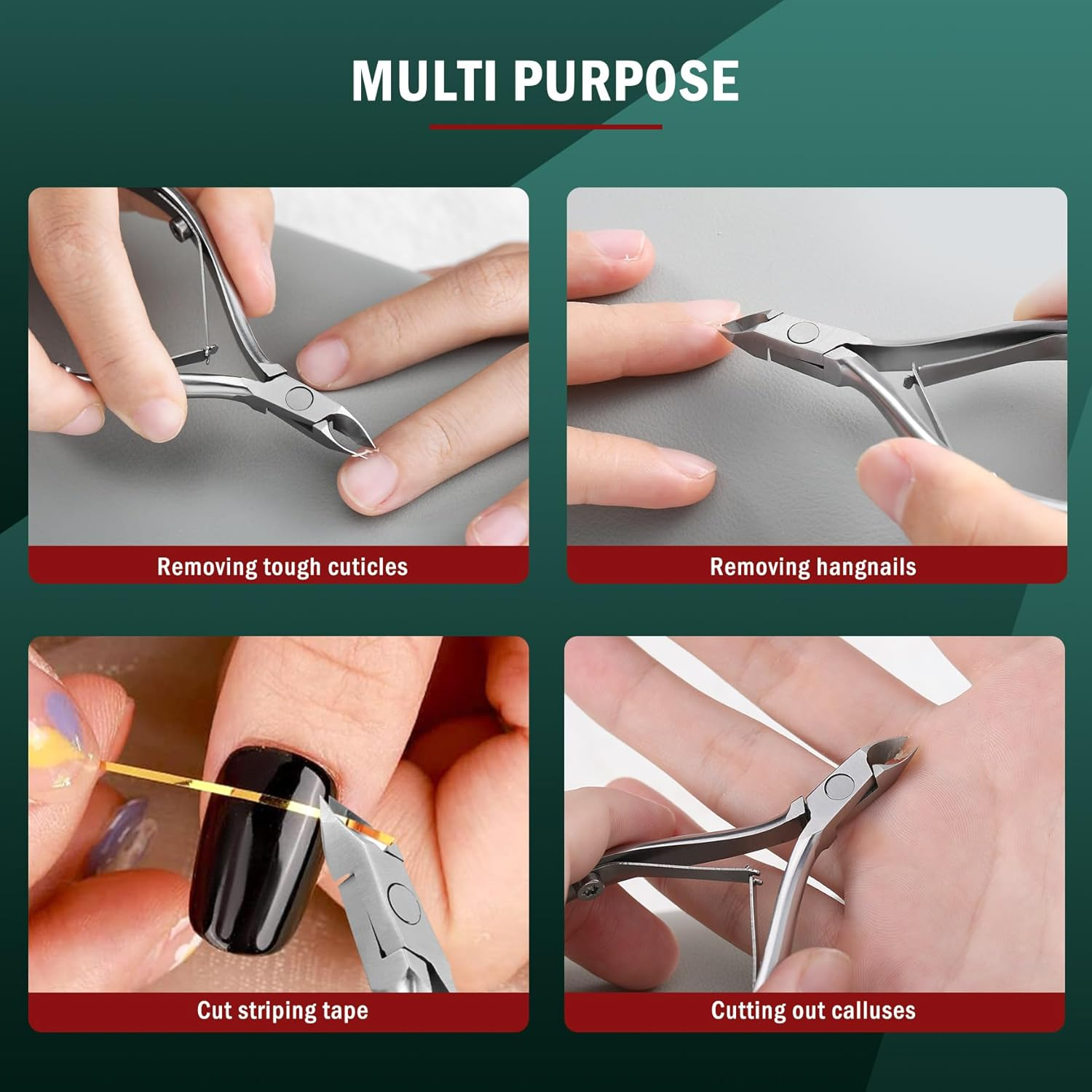 FVION Cuticle Nippers Stainless Steel Cuticle Nippers Extra Sharp with Precise Cut Cuticle Scissors Fine Cuticle Remover on Cuticle Fingers and Toes (4 Mm) - Bright Silver image number 3