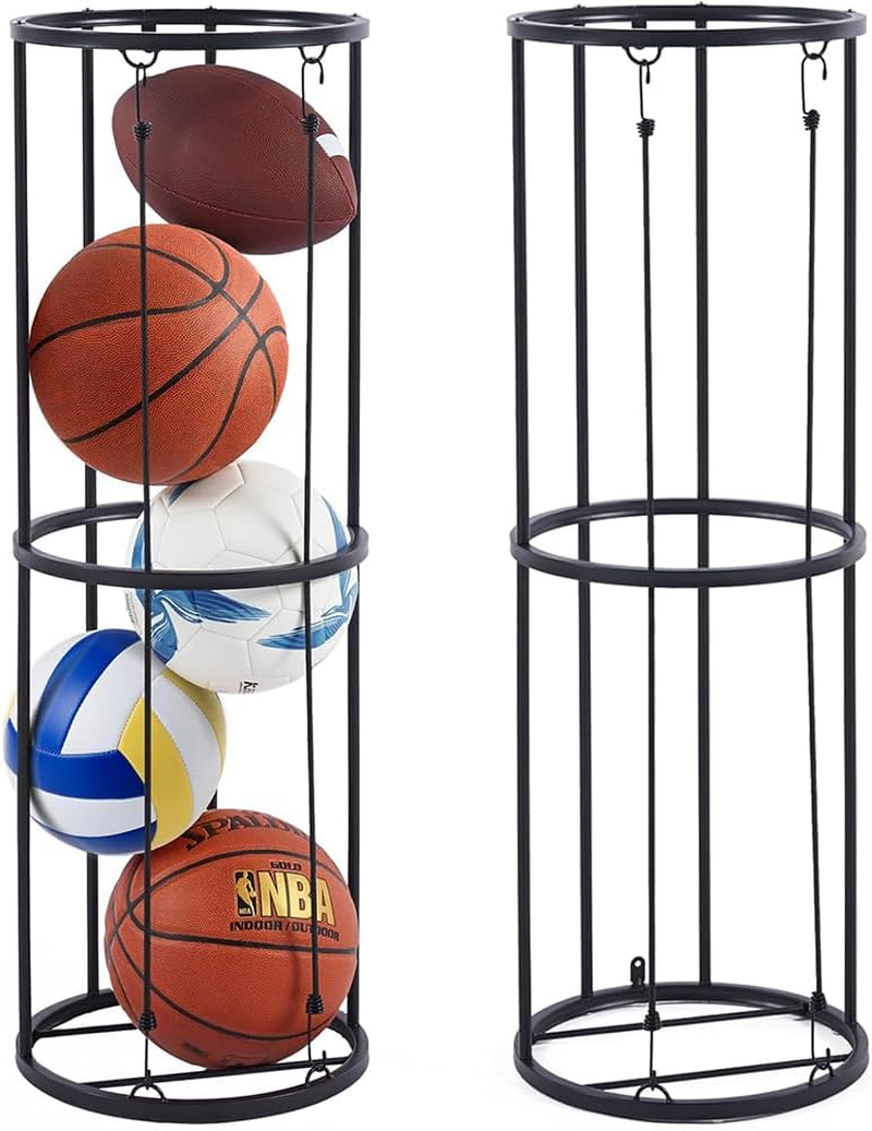 MOTRAIN Wall-Mounted Multi-Sport Ball Rack, Sports Equipment Organizer, Vertical Garage Storage for Basketballs, Soccer Balls & More,Ideal for Gym, School & Home Use